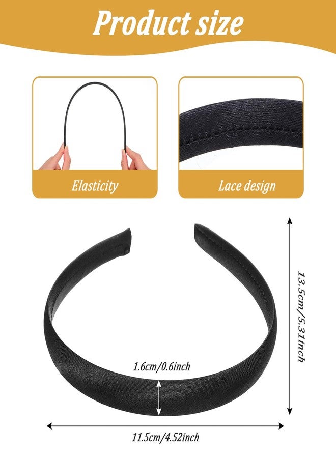Qulkws 2 Pcs Soft Satin Headband, Black Velvet Padded Headbands, Fashion Elastic Solid Hairband for Women Cosplay Holiday Halloween Crafts Gifts - Image 2